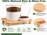 Elevate Your Pets Dining Experience with a Natural Pine Wood Feeder Stand, Featuring Two V1341-ZY-JRNE4TM8-S