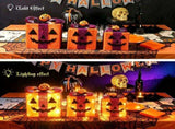 3 Pack Lighted Halloween Pumpkin Gift Boxes, 60 LED Battery Operated Jack O Lantern Decorations with V1107-130-71574