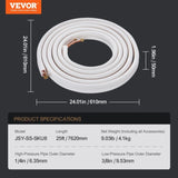 VEVOR 7620mm Mini Split Line Set, 6.4 & 9.5 O.D Copper Pipes Tubing and Triple-Layer Insulation, for V952-KDLJGTJ14INC1KXRQV0