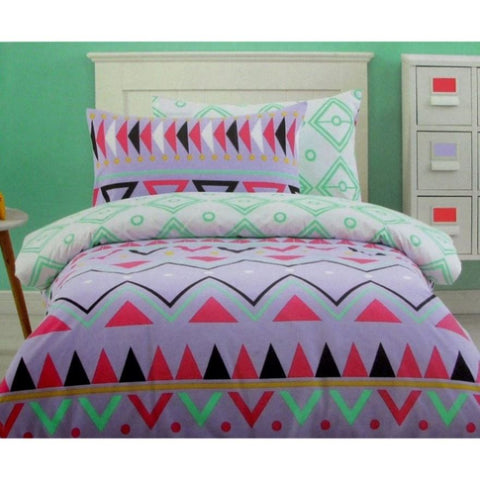 250TC Tribal Dream 100% Cotton Quilt Cover Set Single V442-CAP-QUILTCS-TRIBALDREAM-LILAC-SB