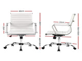 Artiss Office Chair Conference Chairs PU Leather Mid Back White OCHAIR-H-8147-WH