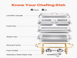 Chafing Dish Buffet Set, 8 Qt 4 Pack, Stainless Steel Chafer with 2 Full Size and 4 Half Size Pans, V952-ZFXBXGSTGK4J10ULXV0