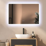 Rectangular Mirror LED Anti-Fog Illuminated Bathroom Living Room - 120x80cm V63-840621