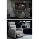 Artiss Recliner Armchair Grey Fabric Bolivia RECLINER-A4-LIN-GY