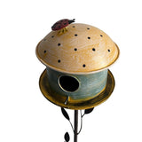 Birdhouse w Leaf on Leafy Garden Stake 42cm V637-30409BRD