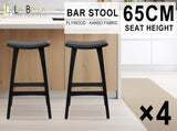 4X Wooden Bar Stool Padded PU Leather Dining Chair KANSO 65cm BLACK V274-FT-BSWO-AM552P-BK4