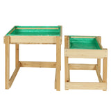 Keezi Kids Sandpit Wooden Sandbox Sand Pit Water Table Outdoor Toys 101cm KS-WSB-NAT