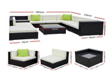 Gardeon 9-Piece Outdoor Sofa Set Wicker Couch Lounge Setting Cover FF-SOFA-BK-9PC-ABCD