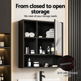Cefito Bathroom Mirror Cabinet Mirrored Medicine Adjustable Shelf Wall Mounted 560mm Black BV-MC-5661-BK