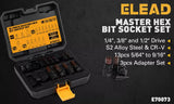 16Pc SAE Hex Bit Impact Socket Set 5/64"-9/16" Allen Socket Set Socket Adapter V465-70072