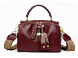 Red Vintage Look PU Leather Box Bag Stylish Top Handle Crossbody Tote Multi-Carry Bucket Bag V888-ELOSUNG46372