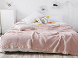 Cotton Waffle Blanket - Pink Textured Throw 110x160cm for Sofa, Office and Travel Use V888-ELOSUNG54959-4
