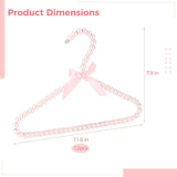 12PCS Pink Pearl Beaded Clothes Hangers Set, Small Wardrobe Hangers with Ribbon, Elegant Bowknot V1192-AZ-W-18457