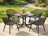 Gardeon 5PCS Outdoor Dining Set Table and Chairs Patio Furniture Garden Diamond Black ODF-DIN-5STFD-130-BK