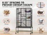69" Metal Small Animal Cage 4-Tier Rolling Ferret Cage with Tray 3 Ramps V952-JSXDL301869I2SROXV0