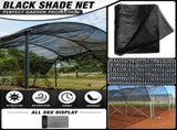 Black Sunshade Net Outdoor Garden Privacy Screen 50% Shading Rate HDPE Mesh Tarp 13.1x19.7ft with 20 V1192-AZ-W-24213