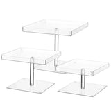 3PCS Acrylic Cupcake Stand Set, Clear Tiered Dessert Display Risers with Non-Slip Pads & Guard Edge, V1369-AZ3-W-08635