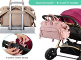 Convertible Diaper Bag - Wide Opening - 14 Pockets - Stylish - Baby Changing Bag - with Stroller V1188-ZXY-10165