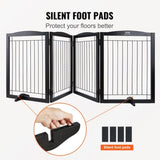 VEVOR Free Standing Dog Gate 32x96.5 inch Freestanding Pet Gate Foldable Brown V952-KZDMZCWMZSSMB53FTV0