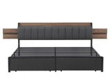 Artiss Metal Bed Frame King Size with 2-Tier Hidden Storage with Charging Station MBED-C-SOT-K-GY-ABC