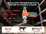 Digital Crane Scale, 1100 lbs/500 kg Max Capacity, Heavy Duty Industrial Hanging Scale with Cast V952-ZXDCDZK100GY2HJJS001V9