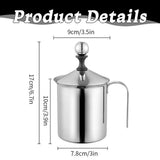 Stainless Steel Manual Milk Frother, Hand Pump Coffee Frother with Filter Screen for Cappuccino, V1370-AZ4-12385