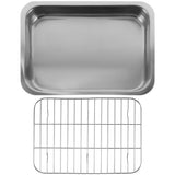 Deep Roaster Pan Tray Baking Sheet and Rack Set Nonstick Steel Roaster Lasagna Pan Baking Tray with V1192-AZ-W-17053