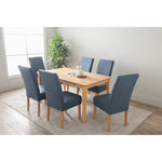 Mesi Dining Chair x2 - Natural Colour Legs Blue Colour Challis Fabric Upholstery V656-241342