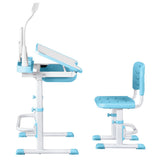 Keezi Kids Table and Chair Set Adjustable Study Desk w/ LED Lamp Reading Blue KTC-A-STU-PL-BL