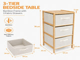 3 Drawer Bamboo Storage Chest Fabric Drawers Multi-Purpose Organiser for Bedroom Bathroom Laundry V1181-HO0421-NEW