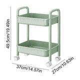 2 Tier Rolling Cart, Rolling Storage Cart With Handle And Locking Wheels, Kitchen Cart Laundry V1369-AZ3-W-09509