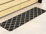 Non-Slip PVC Kitchen Floor Runner 50 x 160 cm, Waterproof Rug, Black Moroccan Trellis V1188-MS-617-066