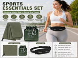 Outdoor Sports Combo Set - Green Microfiber Quick Dry Cooling Towel and Black Lightweight Running V888-ELOSUNG53866