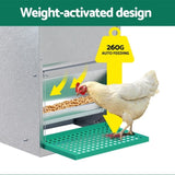 Giantz Automatic Chicken Feeder Port Coop Chick Poultry Treadle Self Opening FIK-FEEDER-STEEL-30L-GR