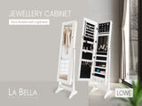 Mirror Jewellery Cabinet Organiser 2 Drawers LOWE 146cm WHITE V274-FT-2D-146WH