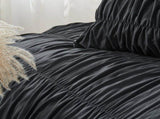Textured Bohemian Ruffled Quilt Cover Set, Soft Crinkle Bedding Set with 1 Duvet Cover and 1 V888-ELOSUNG54958-5
