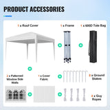 Pop Up Canopy, 2.95 x 2.95 m Instant Canopy Portable Gazebo with 3 Sidewalls & 2 Ventilated Windows, V952-DCSYPPBK1010EPGQXV0