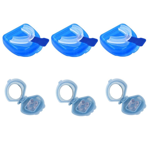 3x Mouthguard Mouthpiece + 3x Nose Clip Anti Snoring Aid Sleep Breathing Device V238-SUPDZ-16803104966