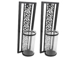 2pcs Wall Candle Holder Vintage Hollowed Candle Holder Metal Wall Art with Glass Cover for Home V1294-YM0901-3115250079012