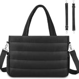 Black Stylish Quilted Nylon Tote Bag - Large Capacity Diaper Nappy Bag for Travel & Stroller with V888-ELOSUNG27620