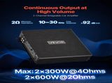 Car Audio Amplifier, 2-Channel Bridgeable Car Amplifier, Full-Range Class AB Stereo Amp, Max. 2 x V952-2TDABL2X150WJE7E1001V9