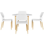 1 Artiss Dining Table and 4 Chairs Set White Wood DSET-TAB01-086-WHX4