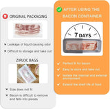 Bacon Container for Refrigerator,2 Pack Holder for Fridge, Deli Meat Box,304SS Airtight Food Storage V1366-AZ2-W-02984