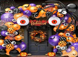 Halloween Decoration Set Light-Up Pumpkin Lamp,128 Pcs Halloween Party Balloon Garland Arch Kit & V1337-6F-ZYGV-TQPK
