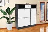 Sarantino Shoe Rack Cabinet Wooden Storage Organiser Shelf Cupboard Drawer CBT-090-028-098-BK