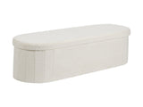 Oval Storage Ottoman Bench, Foldable Teddy Fleece End of Bed Bench, Folding Upholstered Bed Ottoman V952-BYWSZYKZDK40BI0GO001V0