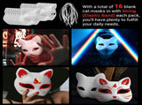 16-Pack Blank Cat Paper Mache Mask & 5-Pack Colored Faux Fur Strips for Cosplay, Halloween V1258-DP02-C-926