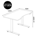 Fortia Sit To Stand Up Standing Desk, 160x75cm, 62-128cm Electric Height Adjustable, Dual Motor, V219-FURDTAFORKITS6WN