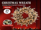 Christabelle Large 1.2m Christmas Wreath Snowy Dorchester with LED Lights Front Door Decoration 112_NATSD122