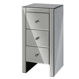 Artiss Bedside Table 3 Drawers Mirrored Glass - QUENN Grey MF-BT-6464-GY